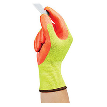 Ansell Size 8 Hi-Viz Yellow And Hi-Viz Orange HyFlex Medium Weight Cut Resistant Gloves With Knit Wrist, DuPont Kevlar Lining And Foam Nitrile Coating