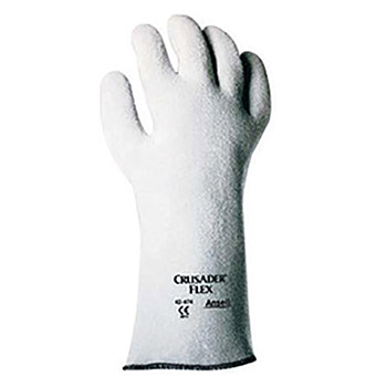 Ansell Size 10 Gray Crusader Flex Heavy Weight Nitrile Non-Woven Felt Lined Heat Resistant Gloves With 10" Gauntlet Slip-On Cuff