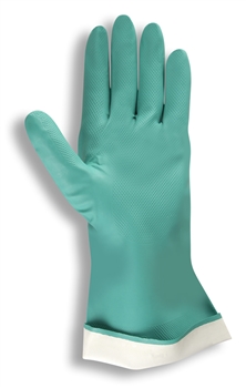 Premium Green Nitrile, Cotton Flock-Lined, 15-mil, Diamond Embossed Grip, 13 inch Cuff, Per Dz