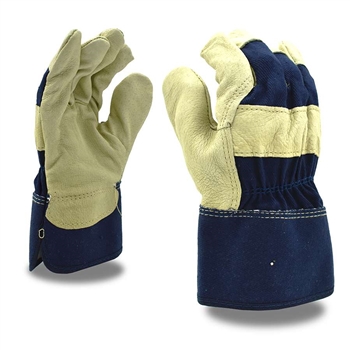 Cordova Premium Grain Pigskin Driver, Unlined Glove, Shirred Elastic Back, Gunn Pattern Assorted Colors, Yellow, Navy, Red & Green, Size L, Per Dz.