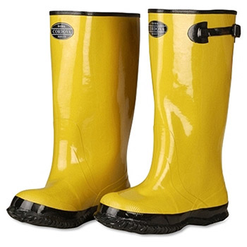 Cordova BYS17 Yellow Slush Boot 17", Black Ribbed Sole, Cotton Lined, Over the Shoe Style - Pair