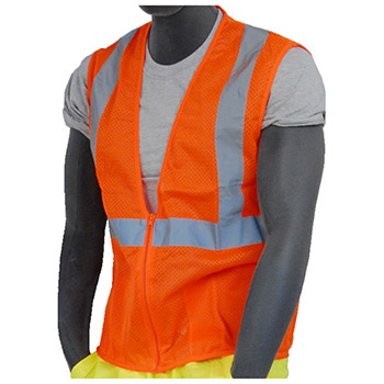 Majestic 75-3202 Mesh Vest Zipper Hi-Vis Orange Class 2 - Each