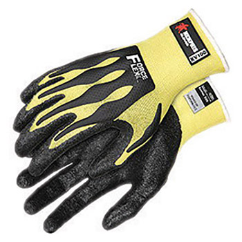 Memphis Medium ForceFlex 13 Gauge Cut Resistant Black Nitrile Dipped Palm And Finger Coated Work Gloves With Kevlar Liner, Continuous Knit Cuff And TPU Back