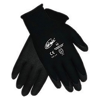 Memphis Small Ninja HPT 15 Gauge Dark Gray Foam, PVC And Sponge Dipped Palm Coated Work Gloves With Nylon Liner And Knit Wrist