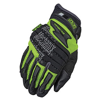 Mechanix Wear X-Large Hi-Viz Yellow Safety M-Pact 2 Full Finger Spandex Heavy Duty Mechanics Gloves With Neoprene Hook And Loop Wrist, Rubberized Fingertips, Padded Palm And TPR Knuckle And Fingers Protection