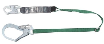 MSA V-Series 10191757 Standard Single-Leg Adjustable Energy Absorbing Lanyard, Green 6' Large Snaphooks,