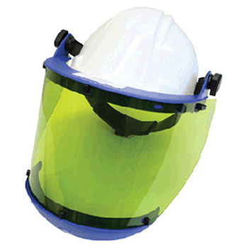 National Safety Apparel H16HAT10CALC Level 2 Faceshield Unit With Slotted Hard Hat Arc 10 Green Propionate Faceshield