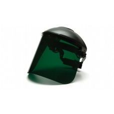 Pyramex S1035 Dark Green Tinted Polyethylene Face Shield, 8" x 15", ANSI Z87, Universal Slots Will Accommodate a Wide Variety of Headgear (Headgear Sold Separately), Offers Secondary Protection and Must Be Worn With Spectacles or Goggles, Per Each