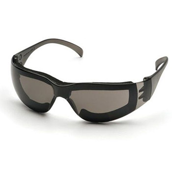 Pyramex S4120STFP Intruder & Frame, Gray w/Full Foam Padding, Lens, Gray-Hardcoated Anti-fog Safety Glasses - Dozen