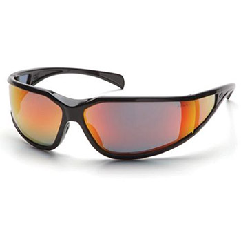 Pyramex SB5155DT Exeter & Frame, Glossy Black, Lens, Sky Red Mirror Anti-Fog Safety Glasses, SB515 - Dozen