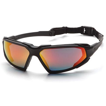 Pyramex SBB5055DT Highlander Frame, Black, Lens, Sky Red Mirror Anti-Fog Safety Glasses, SBB50 - Dozen