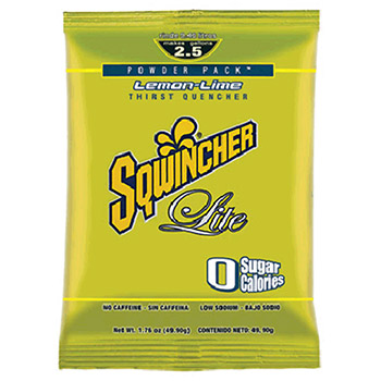 Sqwincher 016800-LL 1.76 Ounce Instant Powder Pack Lemon Lime Lite Electrolyte Drink - Yields 2 1/2 Gallons (24 Packets)