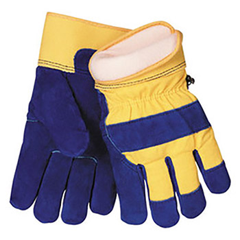 Tillman X-Large Blue And Yellow Select Shoulder Split Cowhide ColdBlock Cotton-Polyester Lined Cold Weather Gloves With Heavy Duty Safety Cuff, Yellow Canvas Back And Cowhide Knuckle Strap