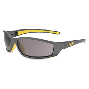 Uvex SX0401 by Honeywell Sperian SolarPro Safety Glasses With Gray And Yellow Frame And Gray Polycarbonate Supra-Dura Anti-Scratch