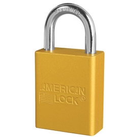 American Lock A60A1105YLW Hi-Vis Yellow 1.5" Wide Anodized Aluminum 5 Pin Tumbler Safety Padlock With 1" Shackle, Rekeyable