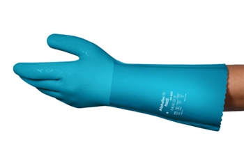 Ansell AlphaTec 04-003 Medium Weight Blue PVC Glove, Fleece Lining, Rough Grip