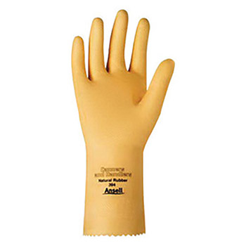 Ansell Size 10 Natural Canners And Handlers 12" 20 mil Unsupported Natural Rubber Latex Light Duty Chemical Resistant Gloves With Fishscale Grip Finish And Pinked Cuff