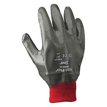 SHOWA Best Glove Size 9 Nitri-Flex Light Weight Cut Resistant Gray Nitrile Palm And Fingertip Coated Work Gloves With Interlock Cotton And Jersey Liner And Knit Wrist