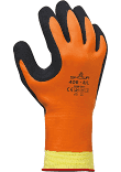 SHOWA 406 Hi-Vis Orange Fully Coated Latex, Black Rubber Palm Coating with Foam Grip Rough Finish, Breathable, Water Repellent and Thermal Glove, Per Pair