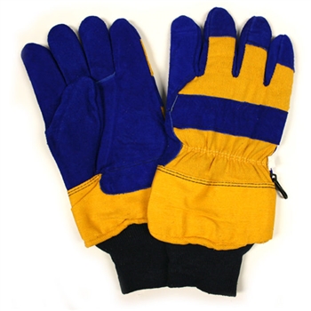 Cordova Leather Palm Gloves Blue Split Yellow Canvas Back Size M, 7465MKW