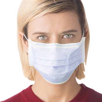 General Purpose Disposable Ear-Loop Face Mask, 3-Ply Pleated Polypropylene, Latex Free