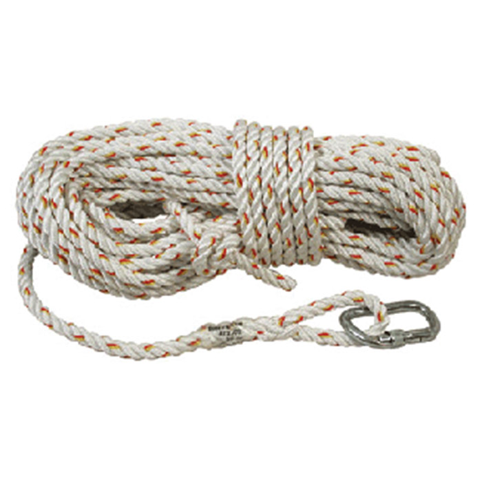 Lifelines - 25, 50, or 100 ft., 5/8 in. Nylon Rope with Steel Snap Hooks -  Construction Plus