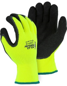 Majestic Coated Gloves Rubber Palm Winter Lined High Visibility 3396HYN