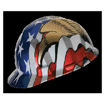 MSA 10052947 V-Gard Freedom Series Class E Type I Hard Cap With Fas-Trac Suspension And American Flag With 2 Eagles