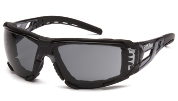 Pyramex Fyxate Dielectric Safety Glasses, Black Rubber Temple Tips and Nosepiece and Frame, Gray H2XMAX Anti-Fog Polycarbonate Single Wraparound Lens, Foam Padded Per Dz