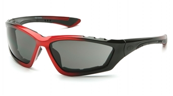 Accurist, Black and Red Frame Glasses, Gray Anti-Fog Lens