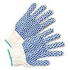 Radnor Large Natural Heavy Weight Polyester-Cotton Ambidextrous String Gloves With Knit Wrist And Double Side PVC Block Coating